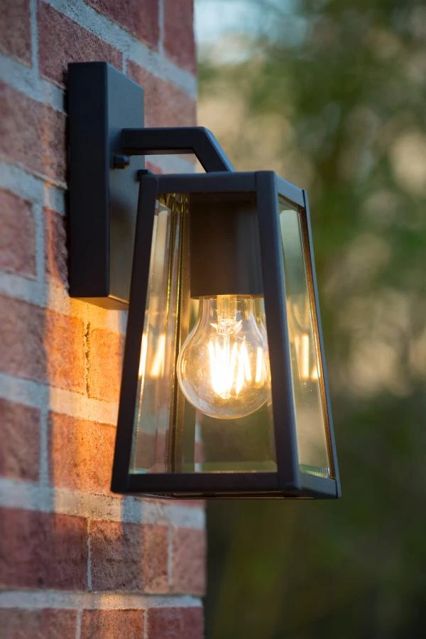 Lucide MATSLOT - Wall light Outdoor - 1xE27 - IP23 - Black - ambiance 2